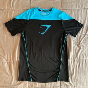 GYMSHARK Ascendant T-Shirt (Black/Blue) Men’s SZ Small